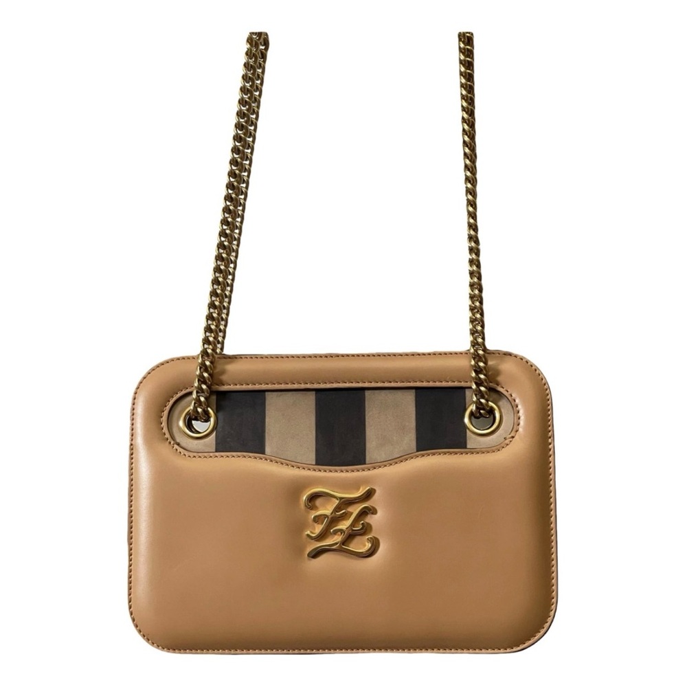 Fendi Tan and Brown Striped Shoulder Bag with Gold Chain - Picture 3 of 8